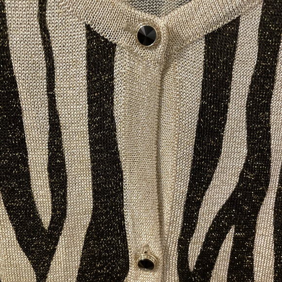 St. John Tiger Stripe Shimmer Knit Trapeze Cardigan Tunic $795 retail Sz Small - Picture 10 of 12
